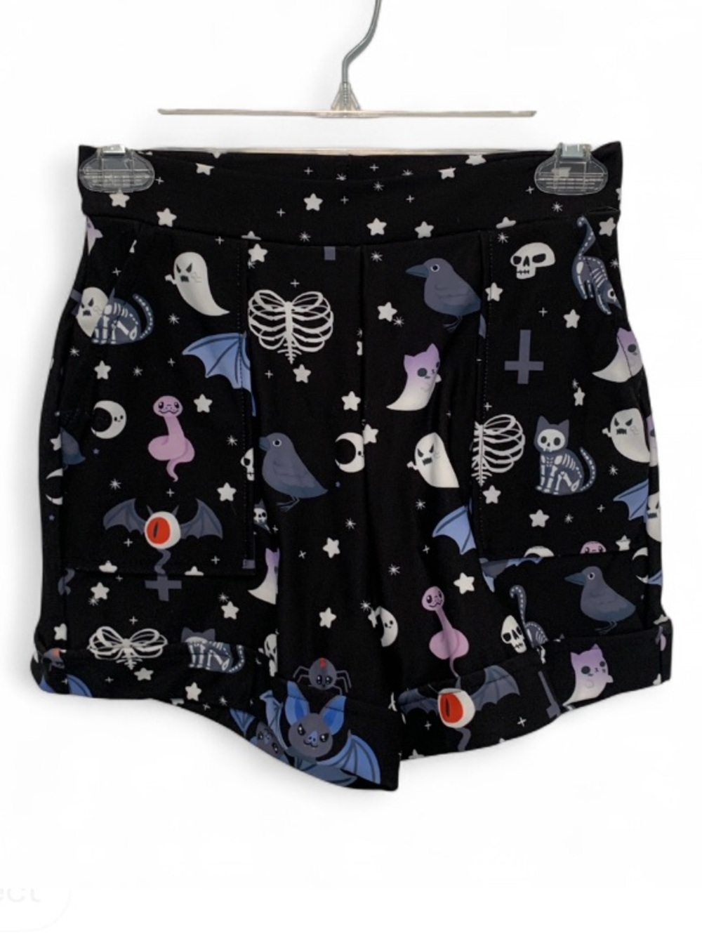 BlackMilk Hauntingly Cute Halloween-Themed Black Shorts